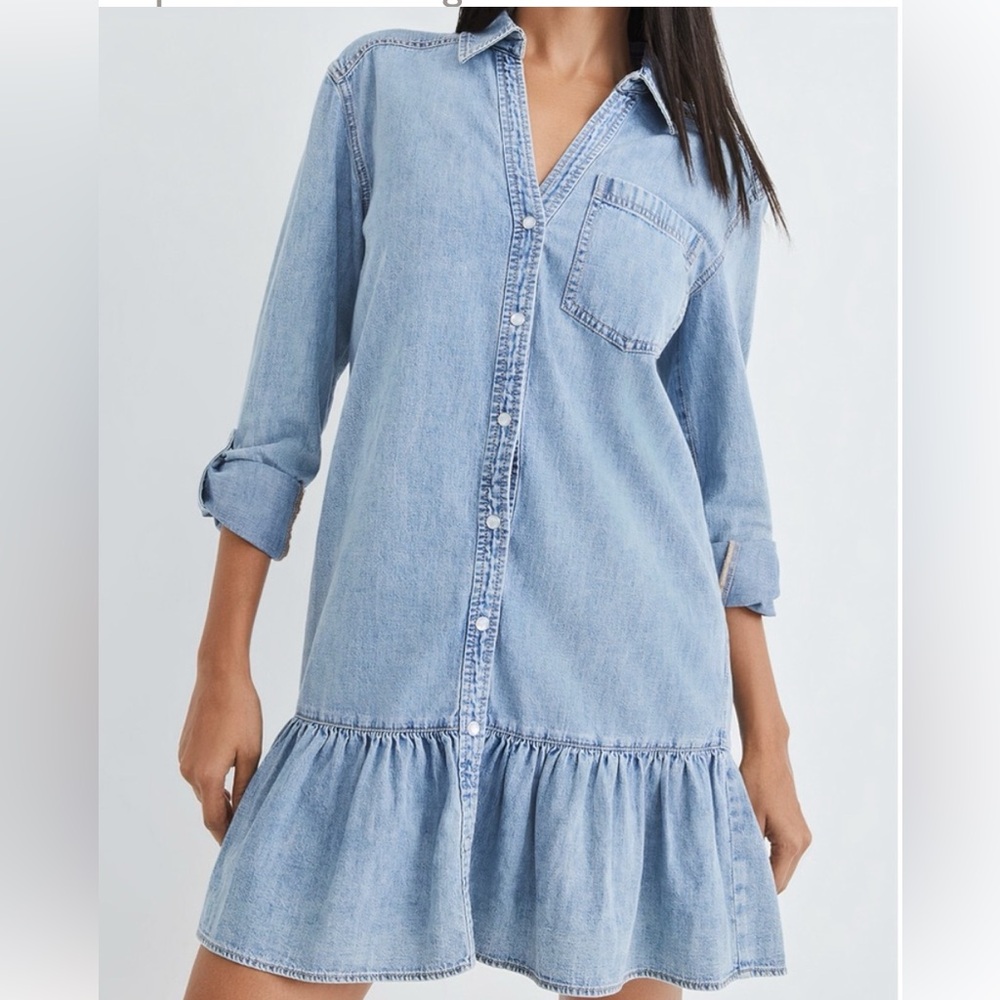 NWOT Veronica Beard Denim Mini Long-Sleeve Parkton Shirt Dress
 Size: 6